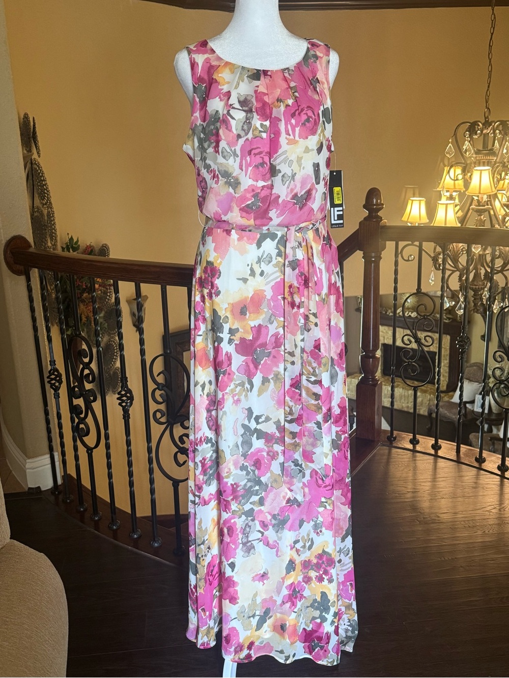 LF Pink Floral Sleeveless Maxi Dress
